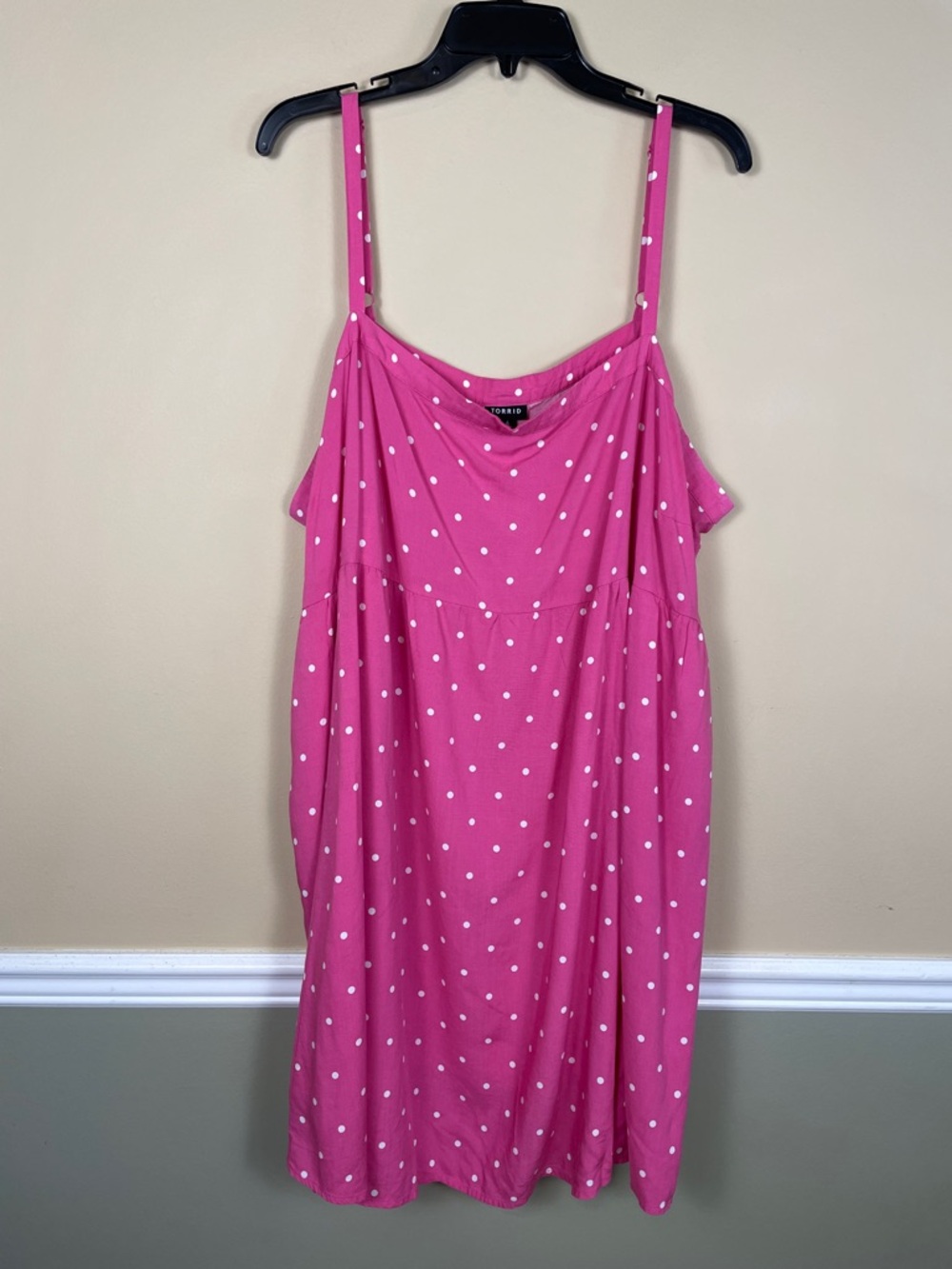 Torrid Women’s Barbiecore Polka Dot Hot Pink White Tank Mini Dress Sz 4 / 4X
